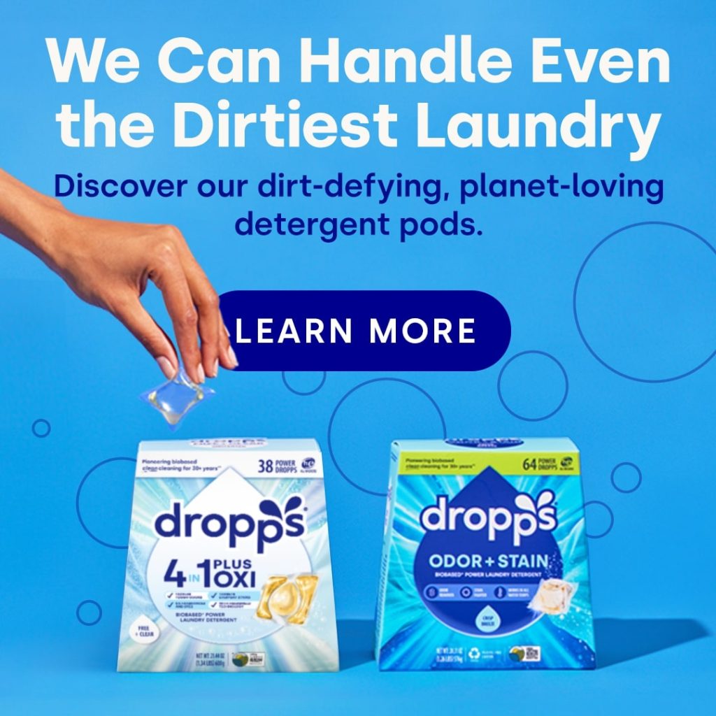 Dropps provides high-performance laundry detergent pods that emphasize effective cleaning without compromising environmental standards. Their products are formulated to be safe for families and the planet, utilizing biodegradable ingredients and plastic-free packaging.
